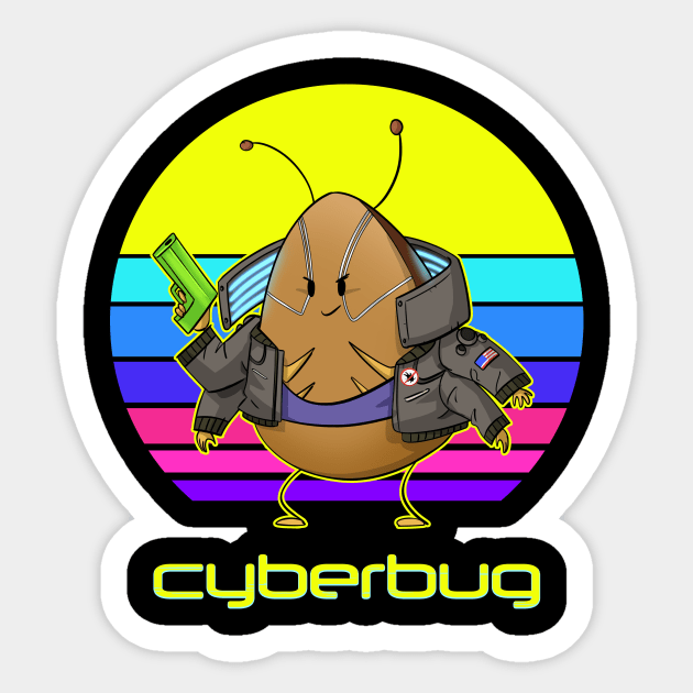 Cyberbug, the cyberpunk bug Sticker by Radarek_Design